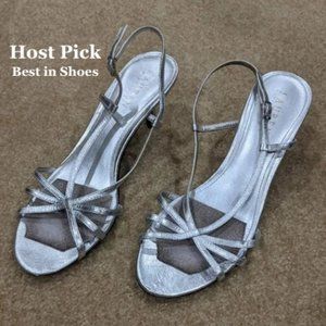 Ralph Lauren Silver Strappy Heels